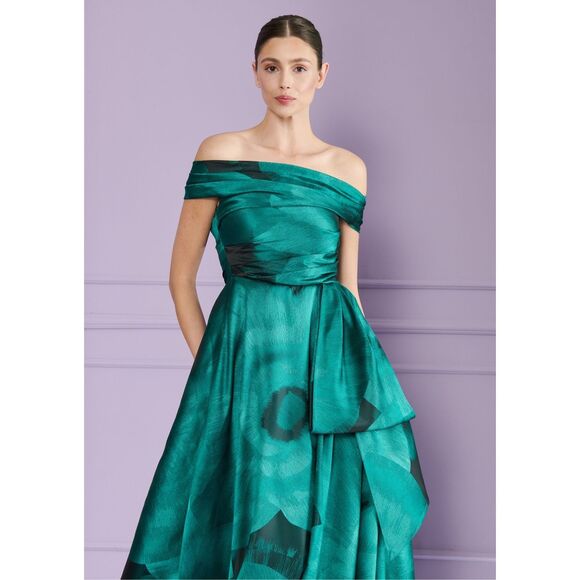 Talbot Runhof Floral Jacquard Ball Gown Size 10 - Picture 3 of 14